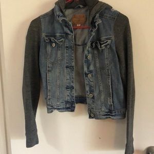 Jean jacket w/ a hood